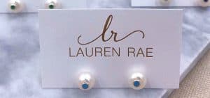 Lauren Rae earring display card sample.