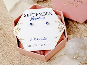 September Sapphire earring card samples.